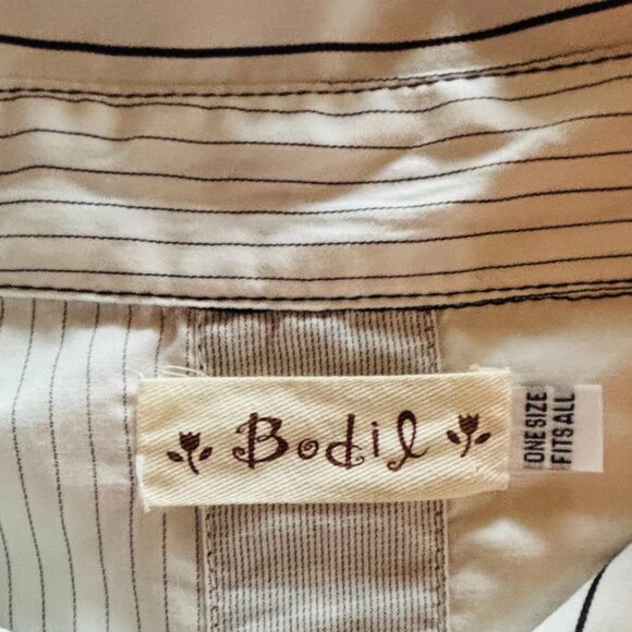 Bodil Midi Dress / Top Cream + Black Pockets Cotton OS Pleats Buttons Designer - Picture 11 of 15